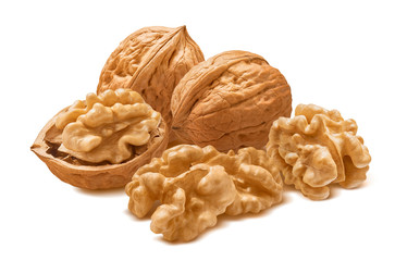 Group of walnut nust isolated on white background