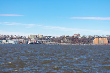 Fototapeta na wymiar Skyline of Weehawken New Jersey along the Hudson River