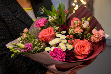 Beautiful bouquet of bright and colorful flowers