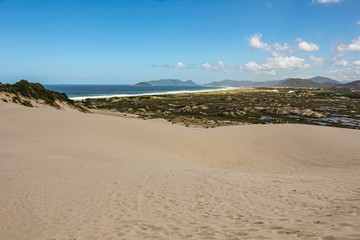 Sand dunes in Joaquina Beach - Florianopolis, Santa Catarina, South Brazil
