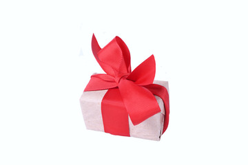 New Year's or Valentine's Day gifts boxes tied with red ribbon isolated on a white background