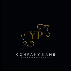 Fototapeta na wymiar Initial letter YP logo luxury vector mark, gold color elegant classical 