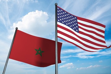 3D illustration of USA and Morocco flag