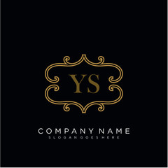 Initial letter YS logo luxury vector mark, gold color elegant classical 