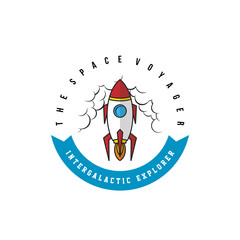 space exploration shuttle ship badge label logo icon