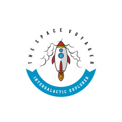 space exploration shuttle ship badge label logo icon