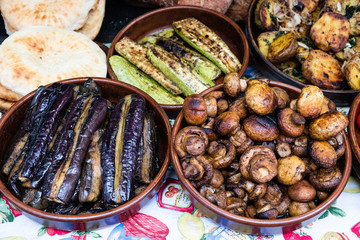 Grilled vegetables on the street food festival