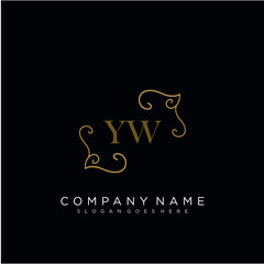 Initial letter YW logo luxury vector mark, gold color elegant classical 