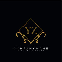 Initial letter YZ logo luxury vector mark, gold color elegant classical 