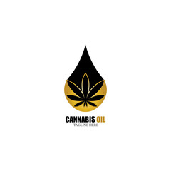 cannabis oil CBD cannabidiol hemp marijuana leaf logo vector