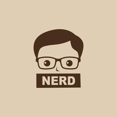 nerd geek guy cartoon character sign logo vector - obrazy, fototapety, plakaty