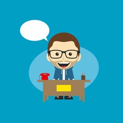 happy customer service receptionist cartoon character vector