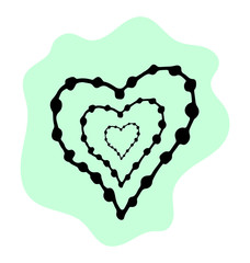 Blue heart in doodle style isolated on white background. Vector stock illustration. Hand drawing line art image for Valentines Day decor.