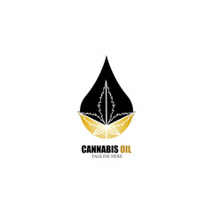 cannabis oil CBD cannabidiol hemp marijuana leaf logo vector