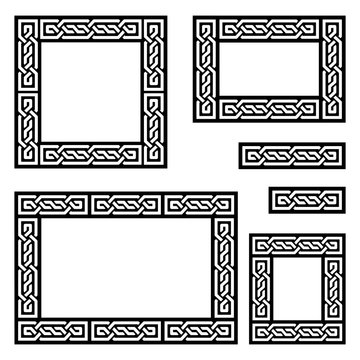 Celtic vector frame or border pattern collection square and ractangle shapes - Irish knots, braided design perfect for greeting card, wedding invitation  
