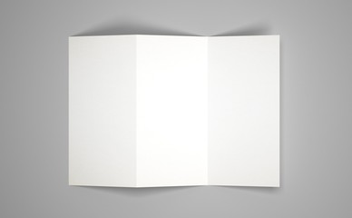 3d rendering A3 white brochure folded mockup grey background 