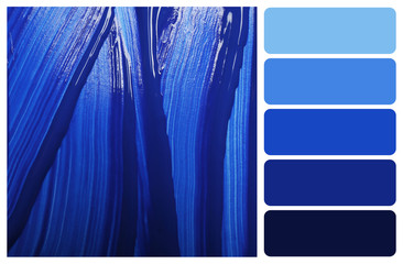 Paint strokes as background, closeup. Color of the year 2020 (Classic blue)
