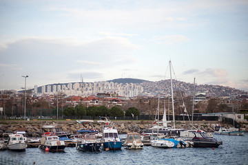 City from the marina. Istanbul, Maltepe.