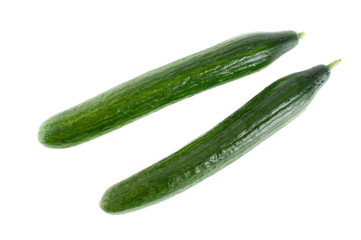 Organic Cucumbers On White Background