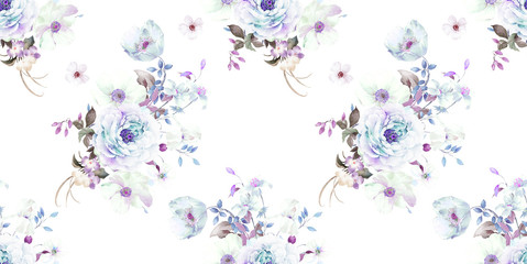 Computer drawn leaves and flowers