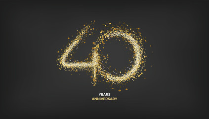 40 years anniversary black color background vector design with golden sparks decoration