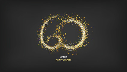 60 years anniversary black color background vector design with golden sparks decoration