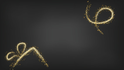 Black vector design. Black golden background with flying gold confetti festive decoration, web, email or print banner layout template