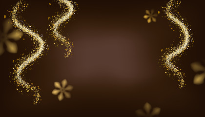 Brown background design with golden confetti decoration