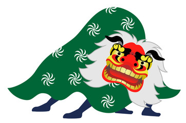 獅子舞い　白背景