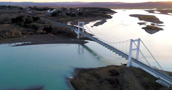aerial shot of famous Iceland with its beautiful fascinating unique landscape, rivers, mountains, glaciers and waterfalls on a clear sunny day - great 4k shots for nature travel bloggers