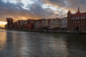 The city of Gdansk on the Motlawa river