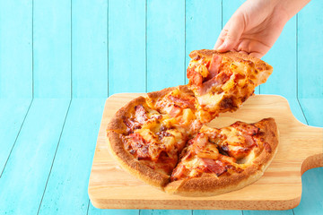 pizza with salami and cheese