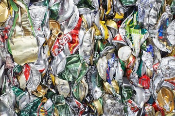 Crushed Tin Cans For Recycling