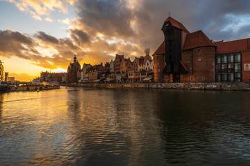 The city of Gdansk on the Motlawa river
