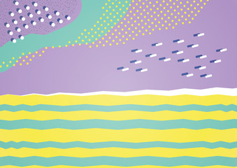 Creative universal wavy pattern with geometric elements in pastel colors. Trendy graphic design for banner, poster, card, cover, invitation, brochure. Template for fabric design.