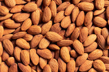 raw peeled Almond  nut  top view with  almonds  texture