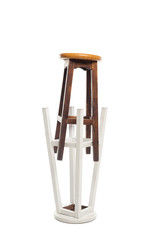 Brown and white wooden chairs isolated on white