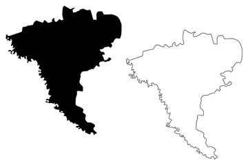 Ungheni District (Republic of Moldova, Administrative divisions of Moldova) map vector illustration, scribble sketch Ungheni map