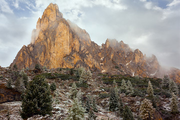 The first snow fell. Dolomites