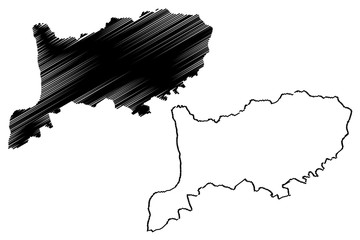 Rio Negro  Department (Departments of Uruguay, Oriental Republic of Uruguay) map vector illustration, scribble sketch Rio Negro map....