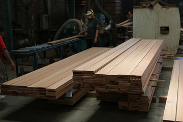 Wood factory workshop sawmill bangkirai production indonesia