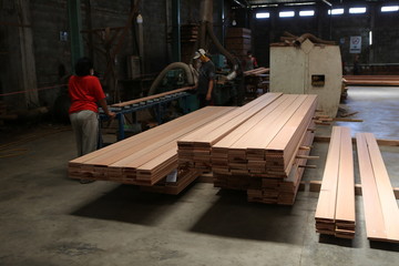 Wood factory workshop sawmill bangkirai production indonesia