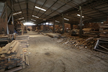 Wood factory workshop sawmill bangkirai production indonesia