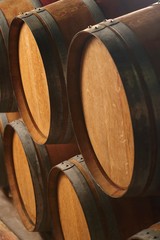 Wine Casks In Cellar
