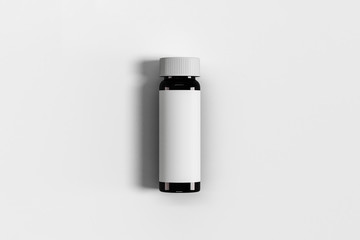 Medical glass Bottle Mock up on light gray background.Pharmacy Jar.3D rendering