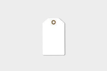 Blank Tag Mock up. Price tag, gift tag, sale tag on grey background.3D rendering  - obrazy, fototapety, plakaty