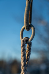 rusty chain on blue background