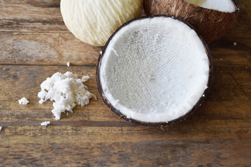 sea salt in spoon on wooden background