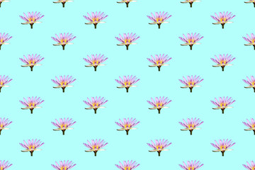 Seamless pattern image of lotus flowers on pastel color