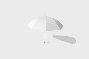 Classic Opened Round Rain Umbrella Mock up on light gray background.3D rendering.